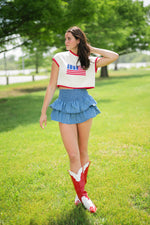 Preppy patriotic sweater vest crop