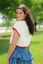 Retro Americana sleeveless sweater crop
