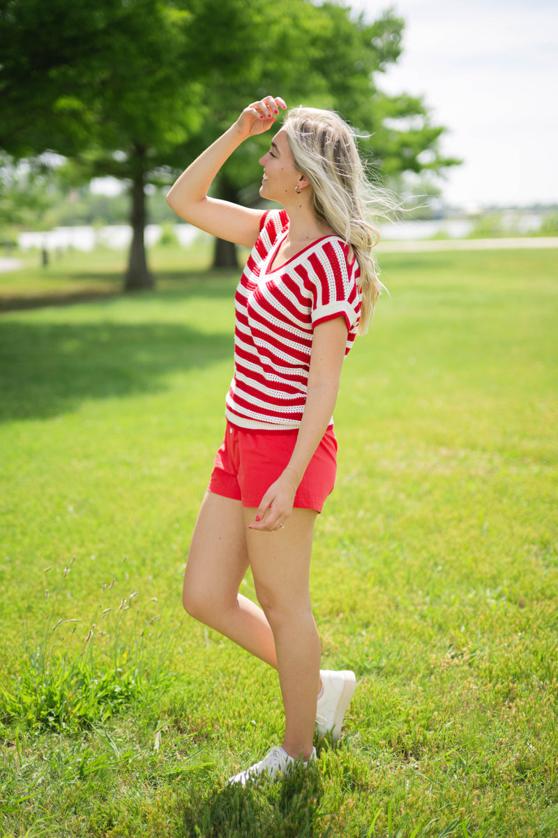 Memorial Day women's outfit striped crochet