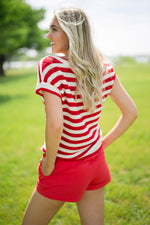 Americana crochet striped casual sweater