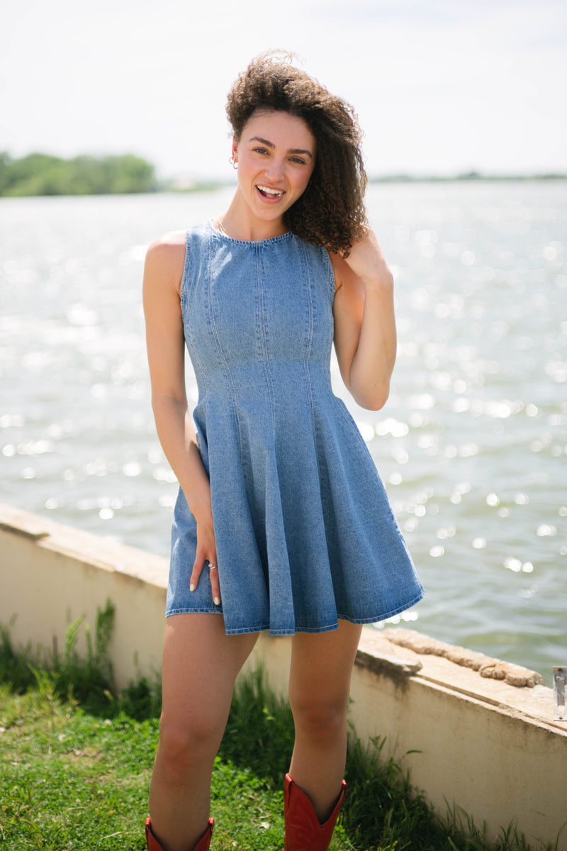 Tailored denim spring dress women's