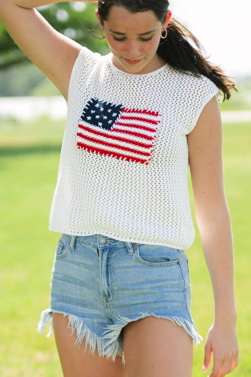 Americana aesthetic crochet summer top