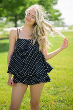 Dark blue ditsy floral playsuit women's