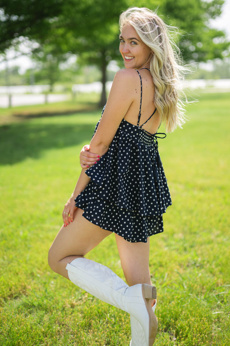 Lightweight summer floral print tiered outfit
