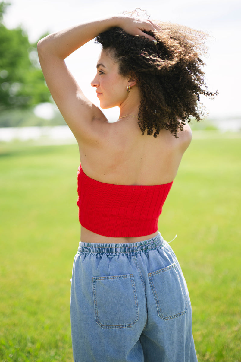 Vibrant bandeau crop top strapless