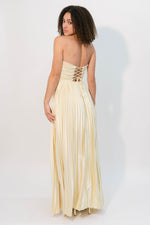 elegant strapless gown with scarf