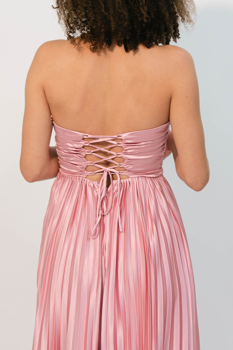 fairycore strapless pleated dress