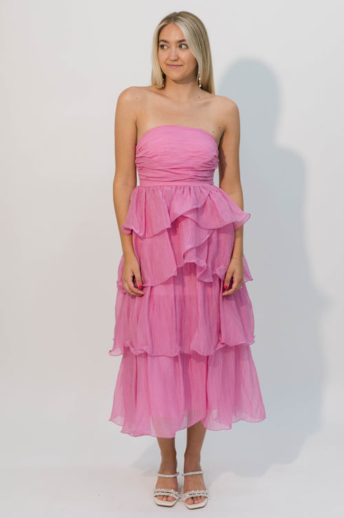 Barbie core ruffle midi