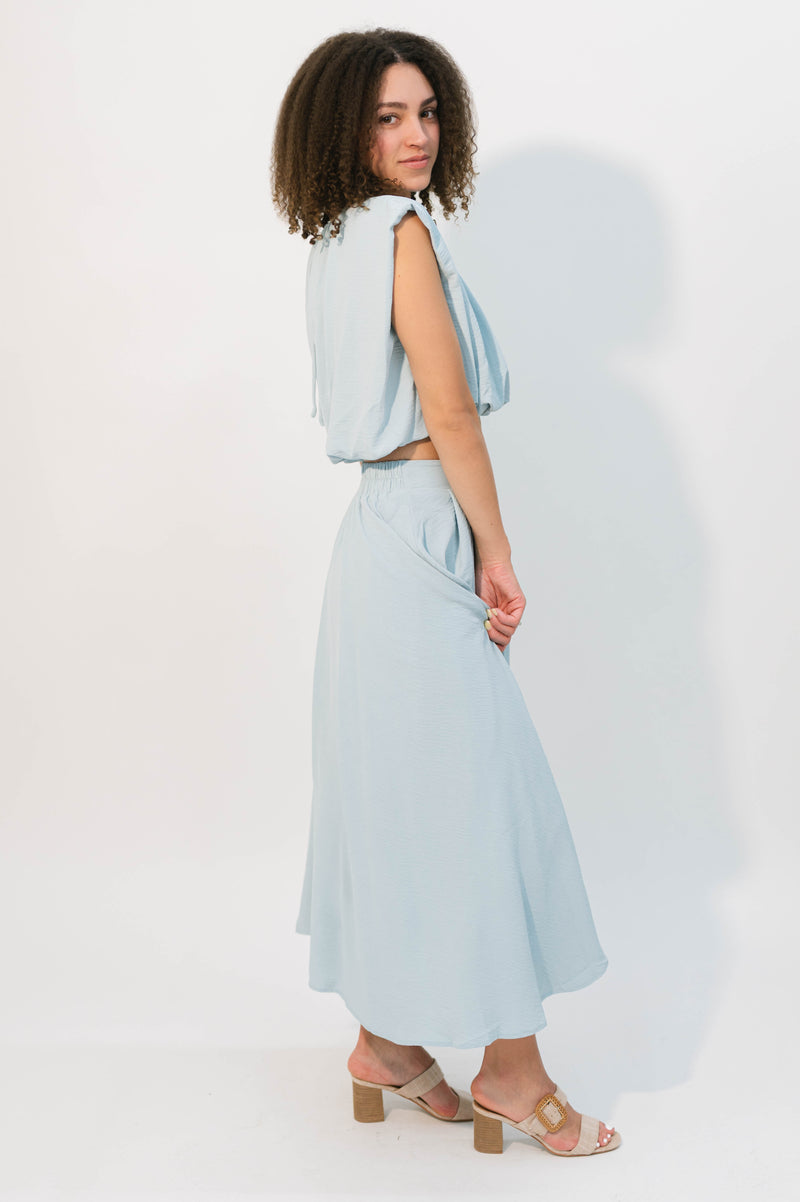Elevated basics powder blue sleeveless blouse