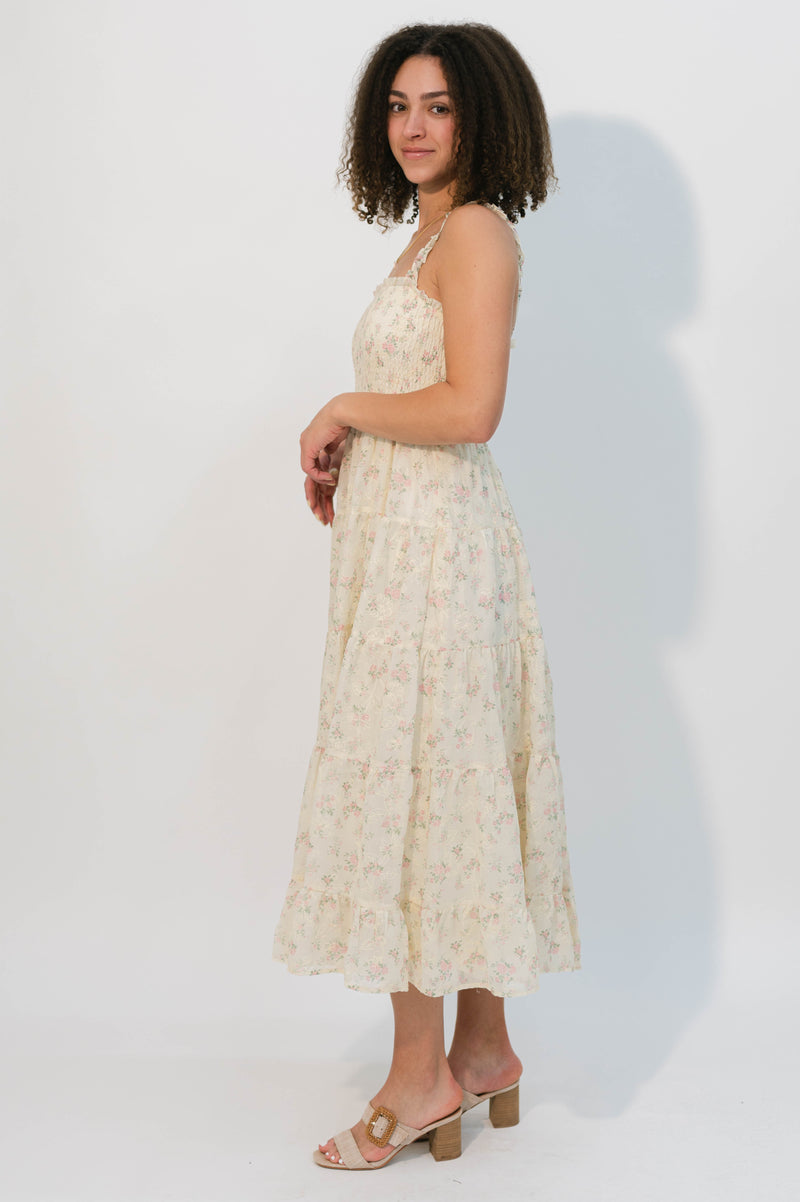 Square neck tiered dress for summer weddings