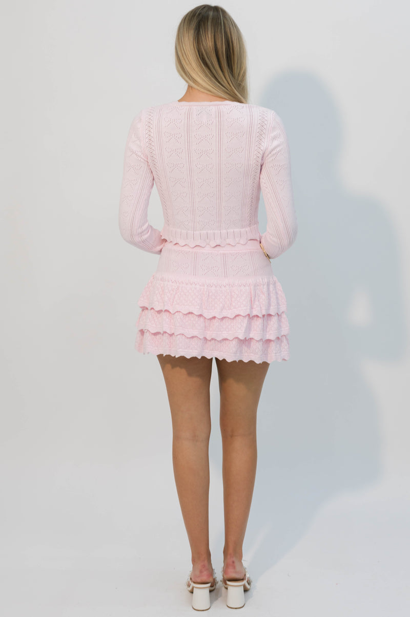 romantic pink knit outfit