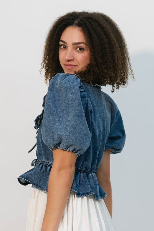 Retro puff sleeve blouse