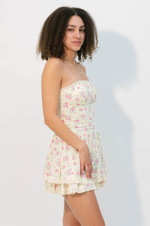 Vintage-inspired floral mini dress for garden parties