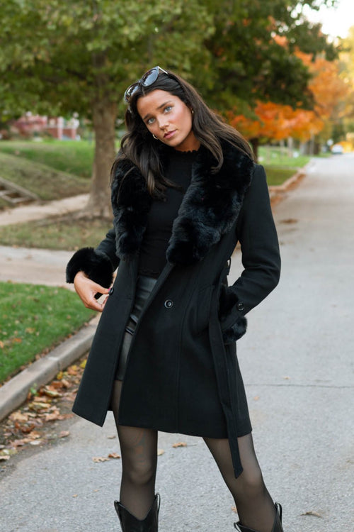 Chic faux fur trimmed jacket