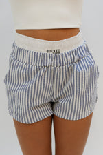 Blue and white striped shorts