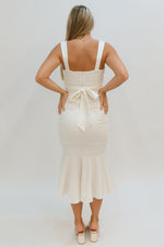 deep V-neck ivory dress