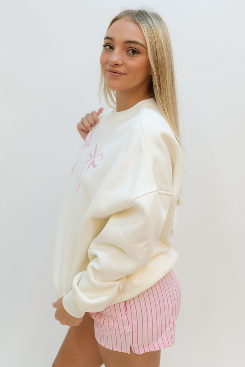 cute soft and cozy bow sweatshirt