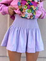 Lavender Leather Swing Shorts
