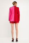 Pink and Red Two Toned Color Block Blazer
