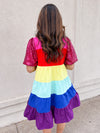 rainbow color block sequin sleeve dress for teachers