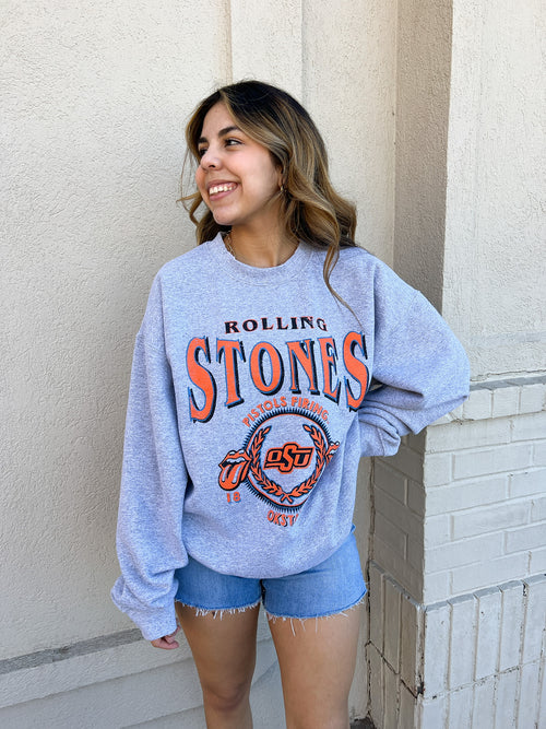 Rolling Stones Grey OSU College Sweatshirt