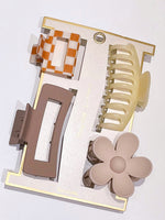 4 Assorted Hair Clip Pack - Oat