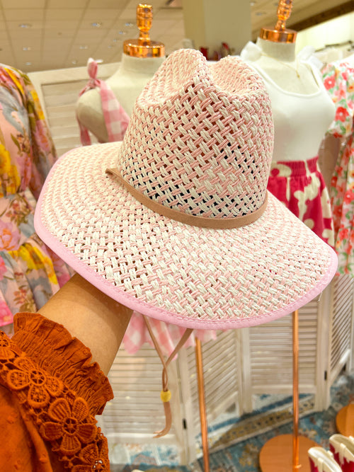 Kloi Adjustable Pink Straw Hat 