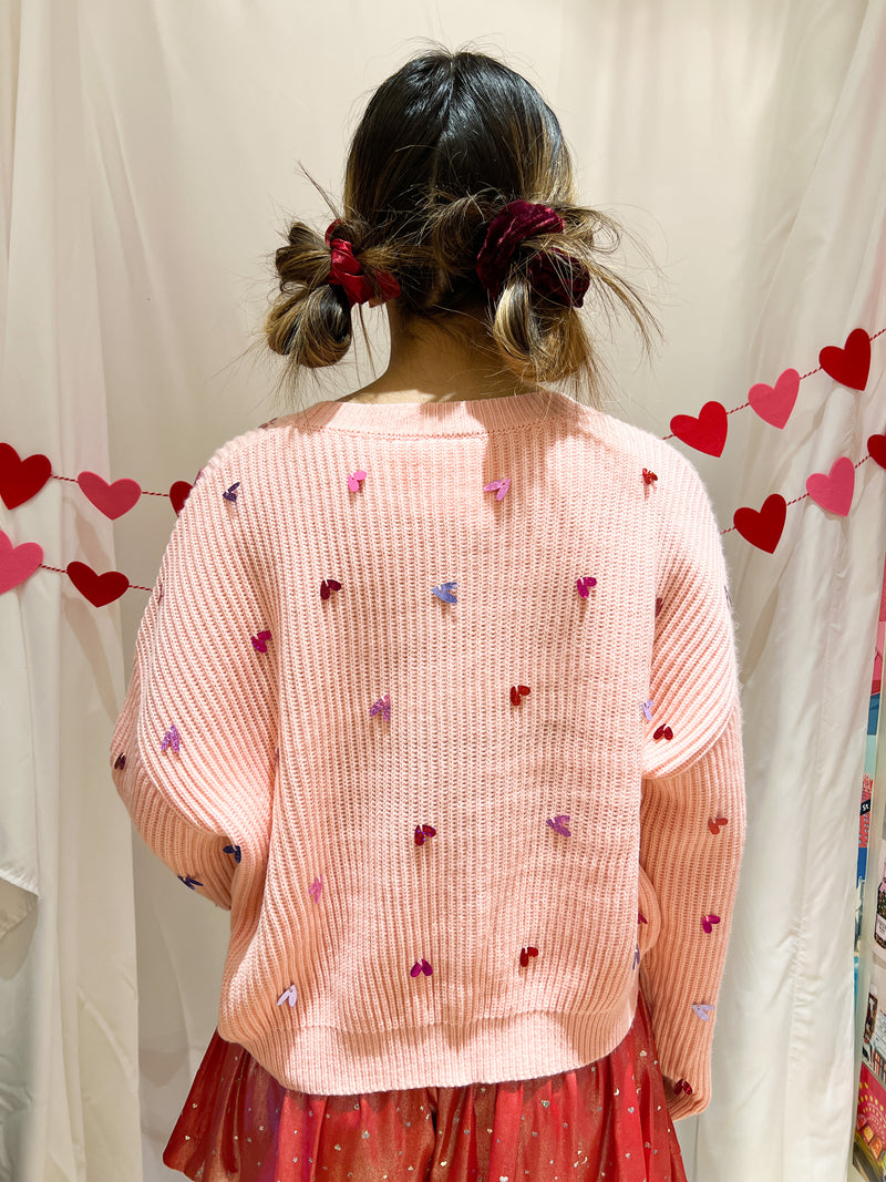 Queen of Sparkles Queen of Hearts Cropped Sweater