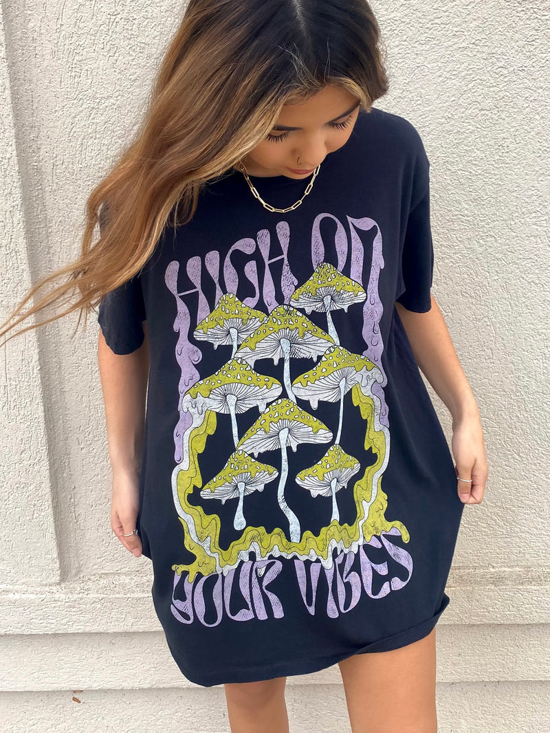 High On Your Vibe Distressed Tee