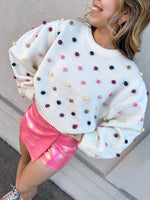 Multi Color Pom Pom Sweater
