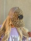 Ponytail Repurposed Leopard Hat - Tan