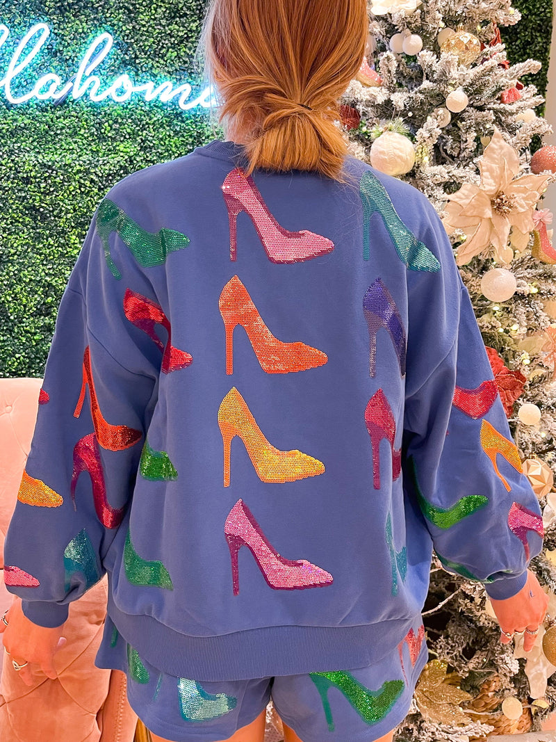 Queen of Sparkles Indigo Stiletto Sweatshirt