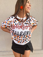 cowboy queen sequin gameday top 