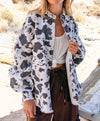 Cow Print Oversize Denim Jacket