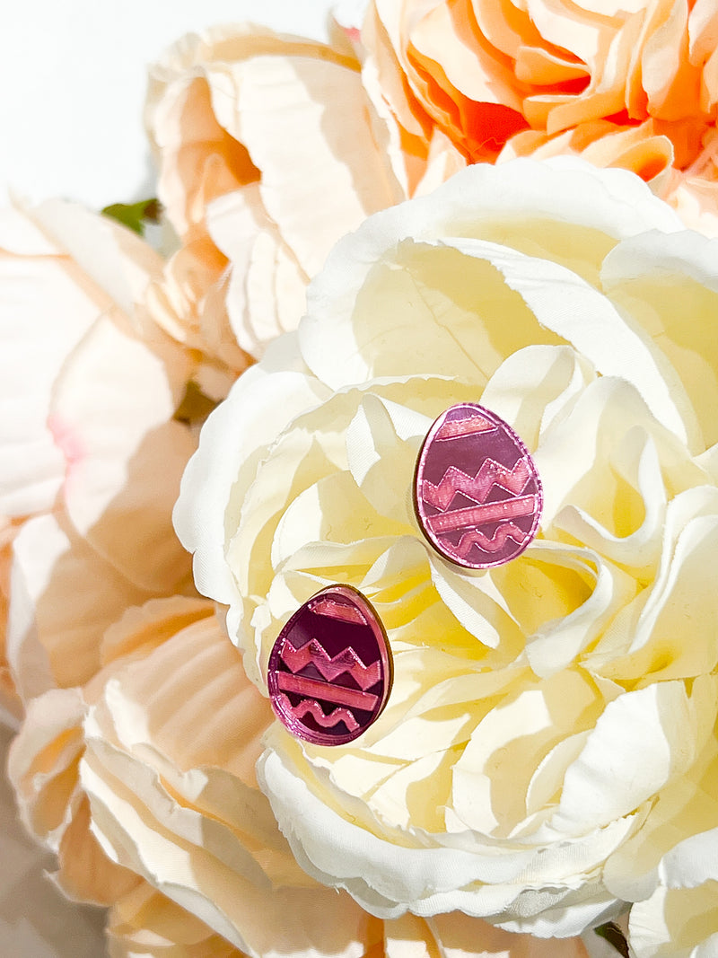 Pink Shimmer Easter Egg Stud