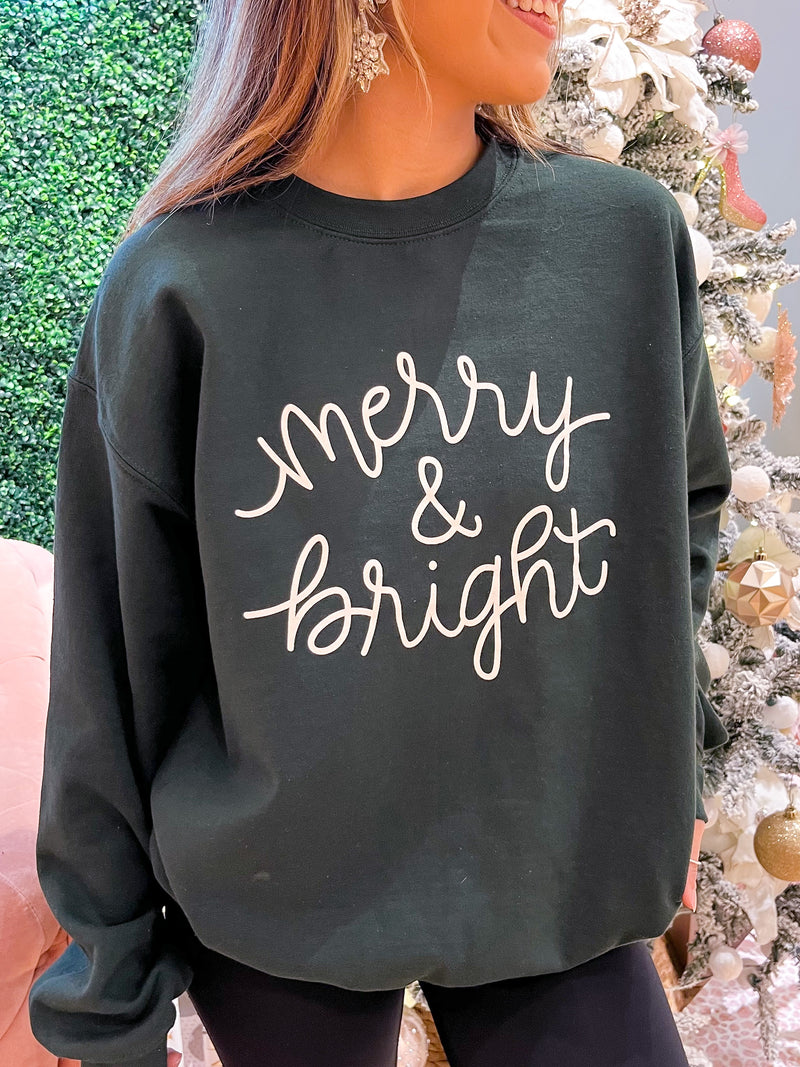 Merry & Bright Sweatshirt- Green