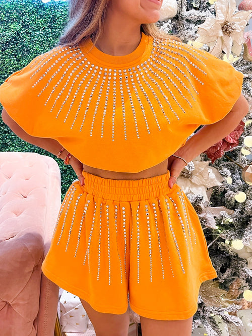 Queen of Sparkles] Tangerine Burst Bubble Top – LOVE OKIE