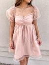 Lacie Puff Sleeve Taupe Dress
