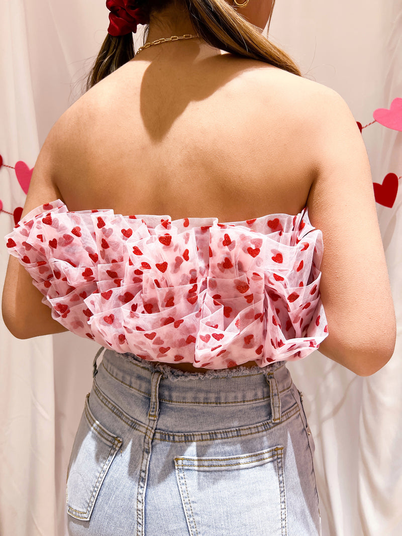 Amore Ruffle Heart Tulle Top