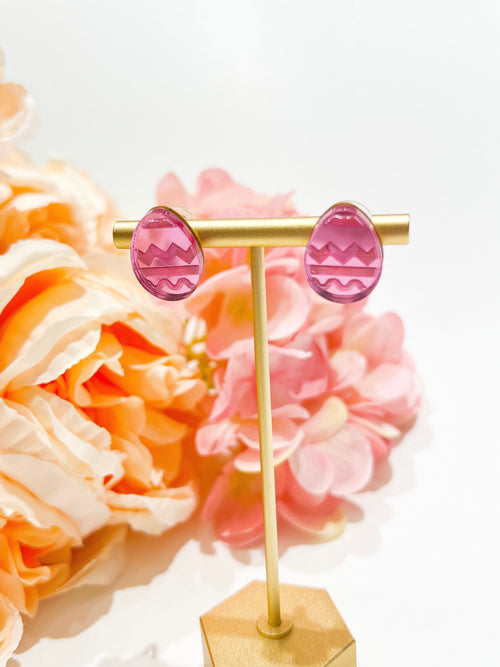 Pink Shimmer Egg Stud