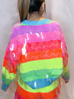 Neon Stripe Clear Sequin Sweater