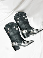 Nico Metallic Boot - Black & Silver Cowboy Boot