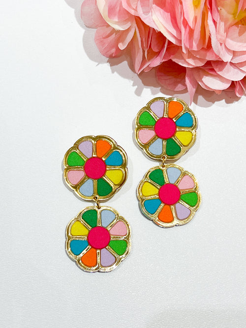 Rainbow Color Block Spring Easter Earring