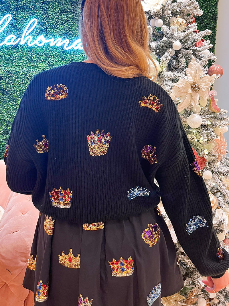 Black 3D Crown Sweater