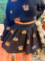 Black Cotton 3D Crown Skirt