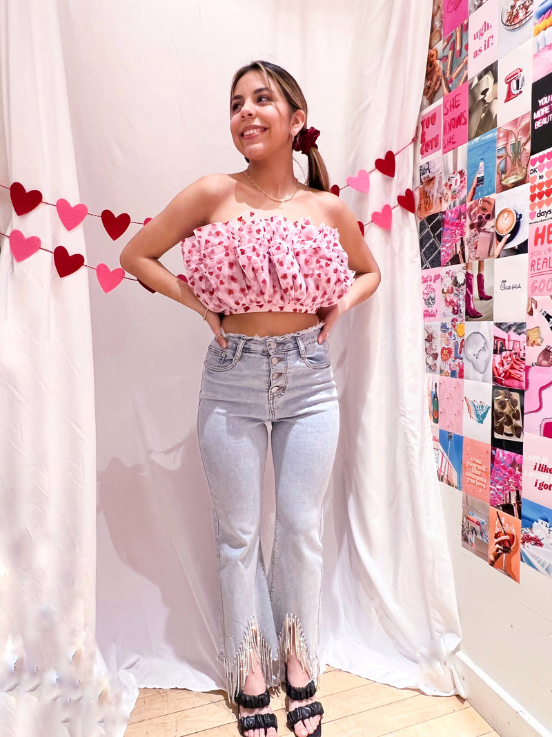 Amore Ruffle Heart Tulle Top