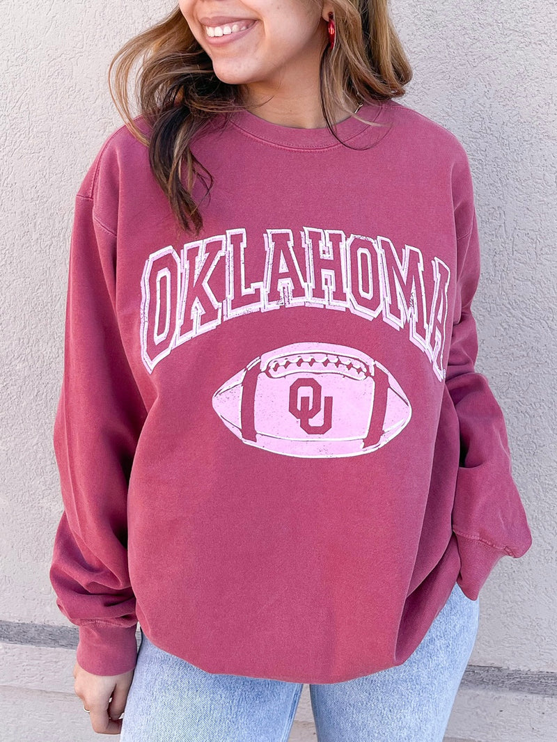 Crimson Oklahoma Wonka Football Sweatshirt