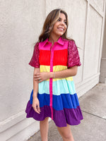 rainbow color block sequin sleeve dress for teachers