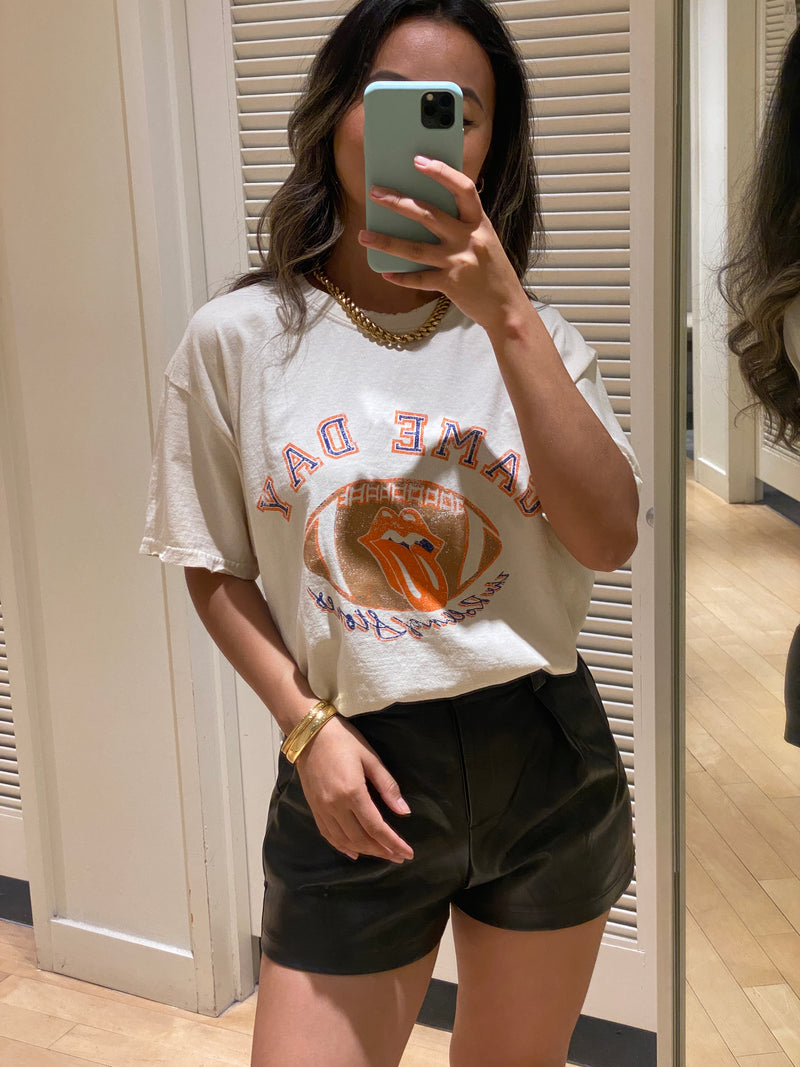 Rolling Stones Gameday Off White Thrifted Tee (Orange)