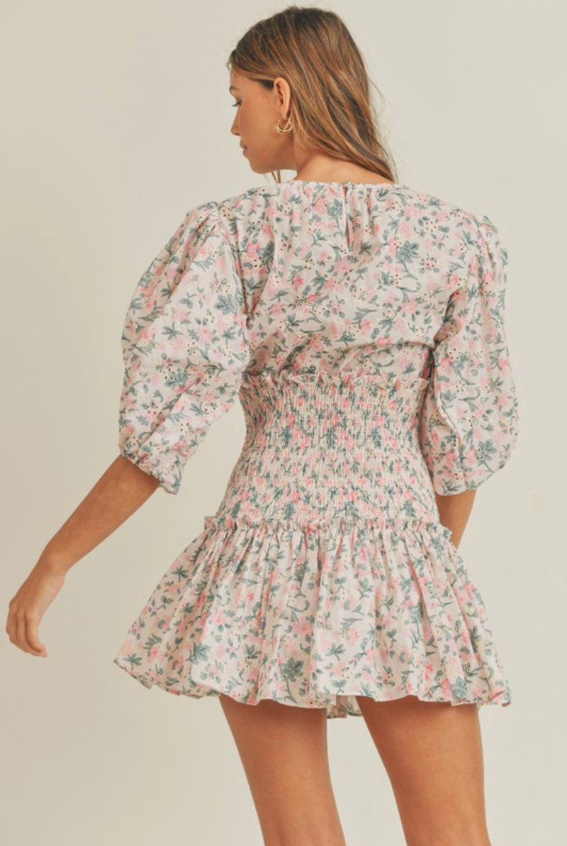 Afia Floral Eyelet Dress